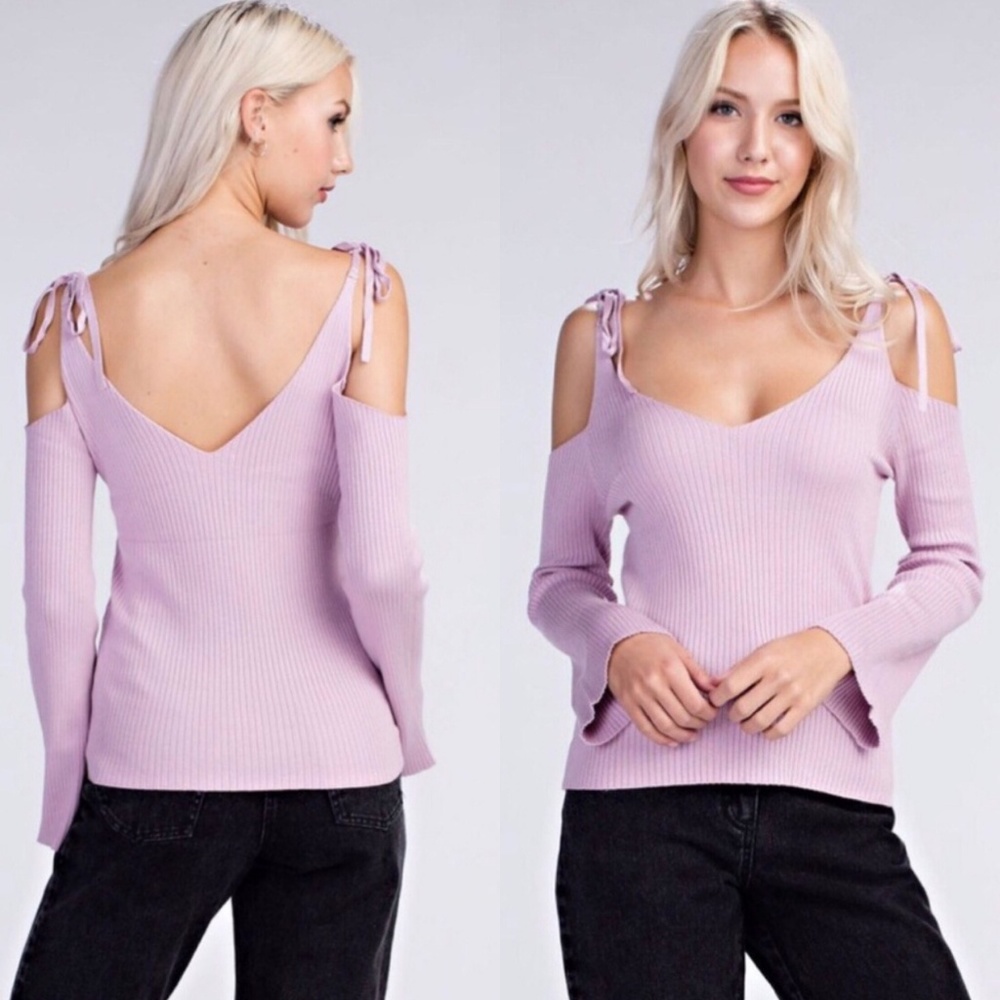 Lavender Cold Shoulder Semi Crop Top